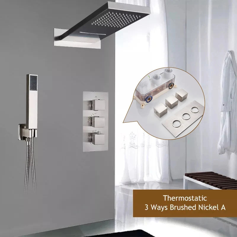 Thermostatic shower syste Waterfall Shower Faucet Concealed Shower r Wall Mounted Shower Column Hot And Cold Mixing Valve