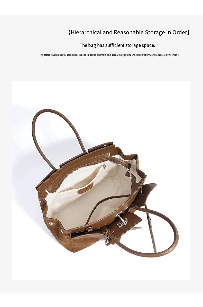 Early Autumn Retro Suede Tote Bag Women's New Versatile Single oulder Bag Commuter Bag Handbag for Outdoor Use