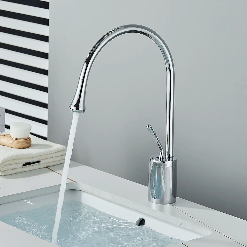 Modern Basin Faucet Bathroom Sink Faucets 360 Rotation Deck Mounted Bathroom Faucet Hot Cold Water Tap Crane For Kitchen Or Bath