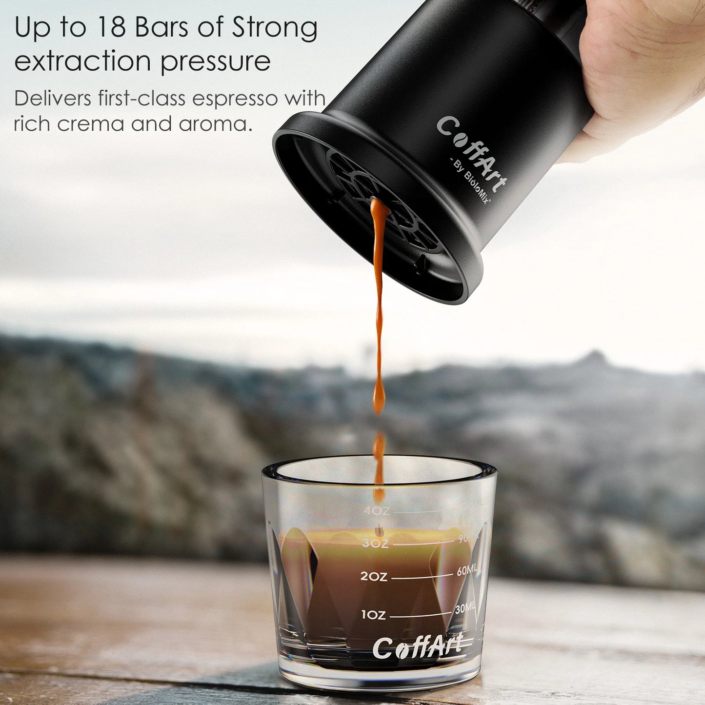 BioloMix 2 In 1Multifunctional Portable Manual Min Espresso Hand-Press Coffee Maker,Compatible with Capsule Coffee and Powder