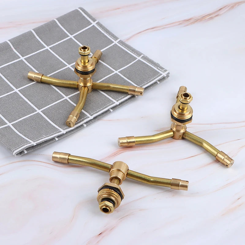 1Pc 2/3/4 Arm 360°Automatic Rotary Whirling Sprinkler Garden Lawn Irrigation Watering Nozzle Spray Rotating Brass Sprayer