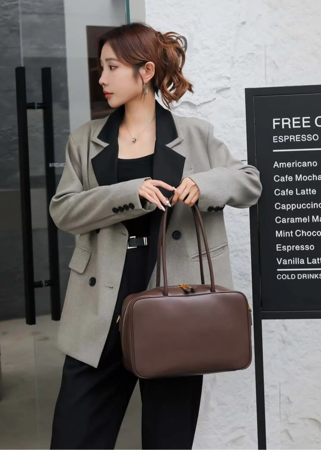 Luxury Genuine Leather Women’s Shoulder Bag Designer-style crossbody made from premium cowhide. Available in black, brown, and coffee colors with a spacious, elegant design for everyday use.