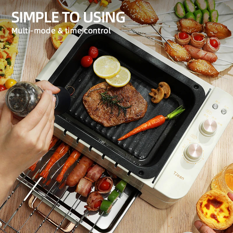 TJean Multifunctional Household Smokeless Electric Barbecue Grill - White / Green