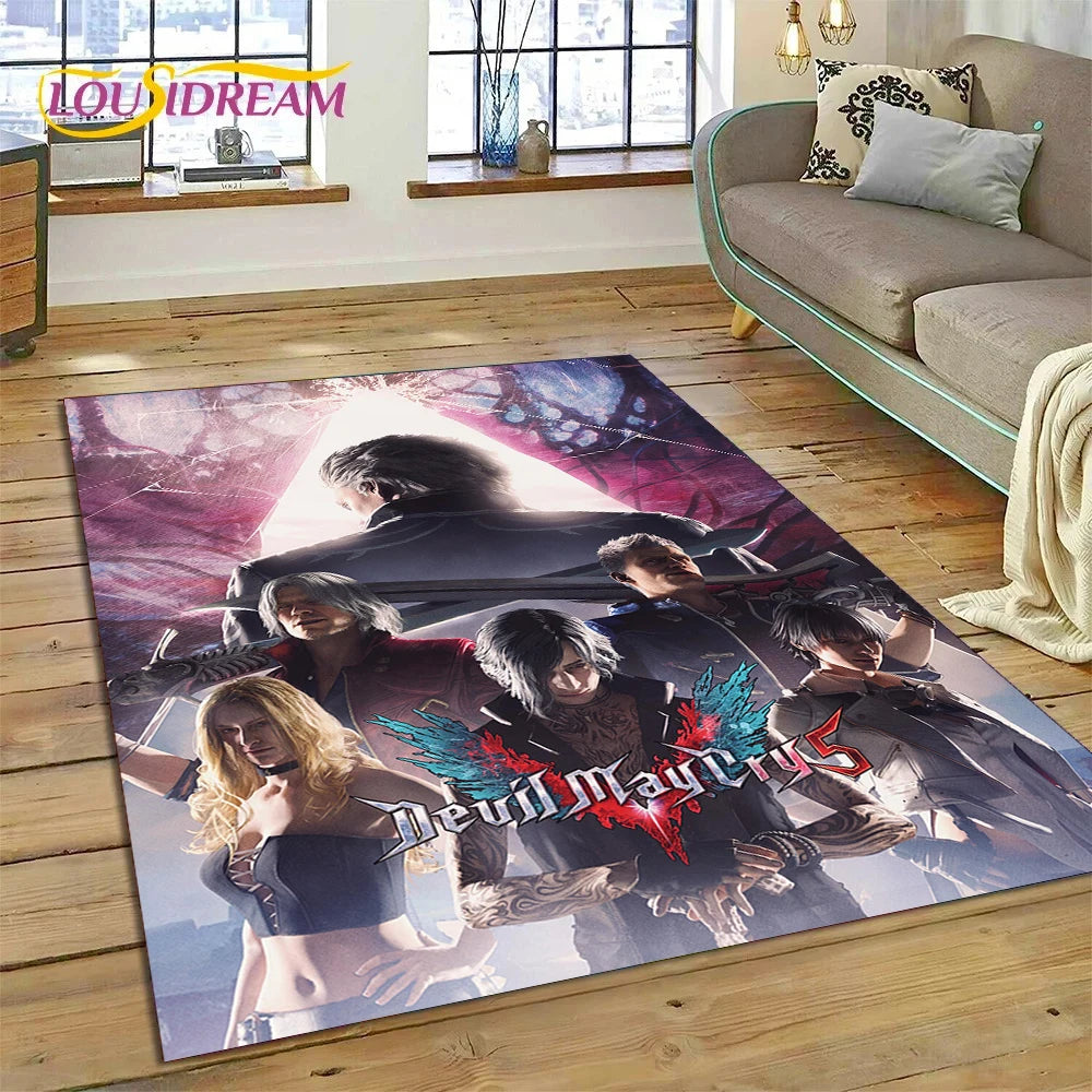 DMC Game 3D D-Devil May Cry cartoon Rug Carpet for Living Room Bedroom Home Decor,Floor Mat Non-slip Decoration for Sofa Doormat