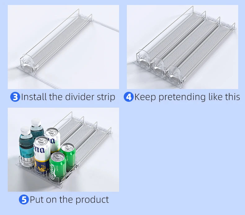 Beverage Spring Pusher Glide for Fridge Automatic Drink Propeller Bottle Rack Cans Organizer Refrigerator Drink Dispenser Shelf