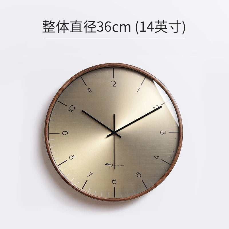 New modern simple solid wood wall clock living room household wall decoration clock