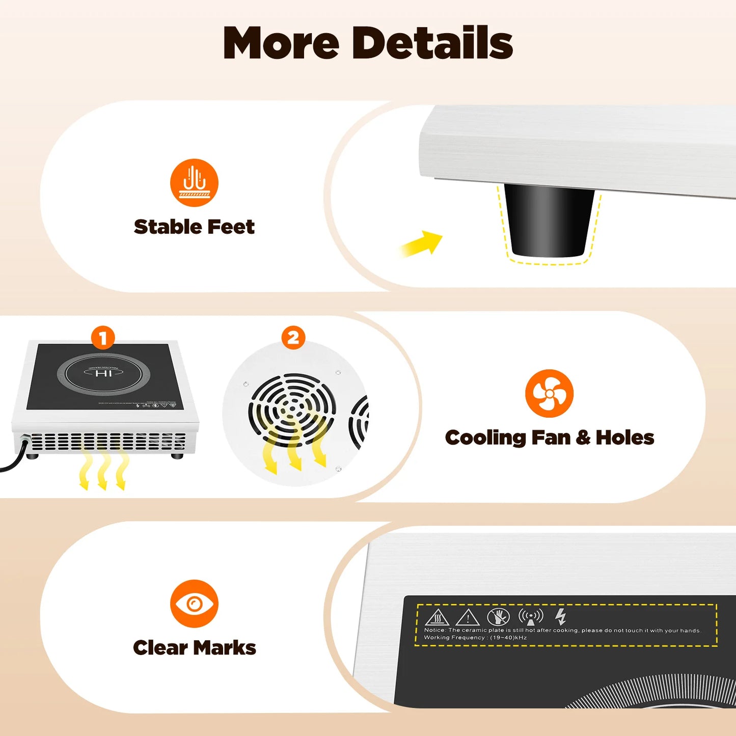 3500W Induction Cooker Digital Tube Display Induction Heat Cooktop for Flat Iron-bottomed Pans of 4.72-11.81 Inches
