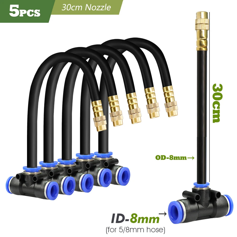 Black 8mm PE Hose 20cm Flexible Nozzle Misting Watering System 45/60/80/100W Self-priming Pump Adjustable Sprayer Kit for Garden
