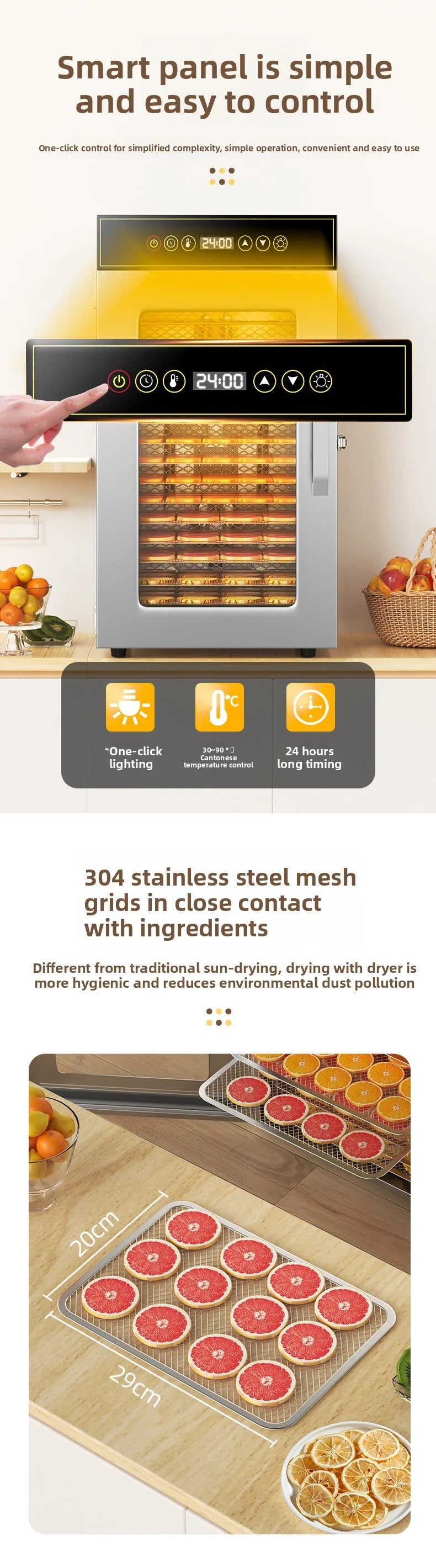 Premium 18-Tier Stainless Steel Food Dehydrator Commercial & Home Use, Adjustable Energy-Efficient Drying for Fruits/Meat/Herbs