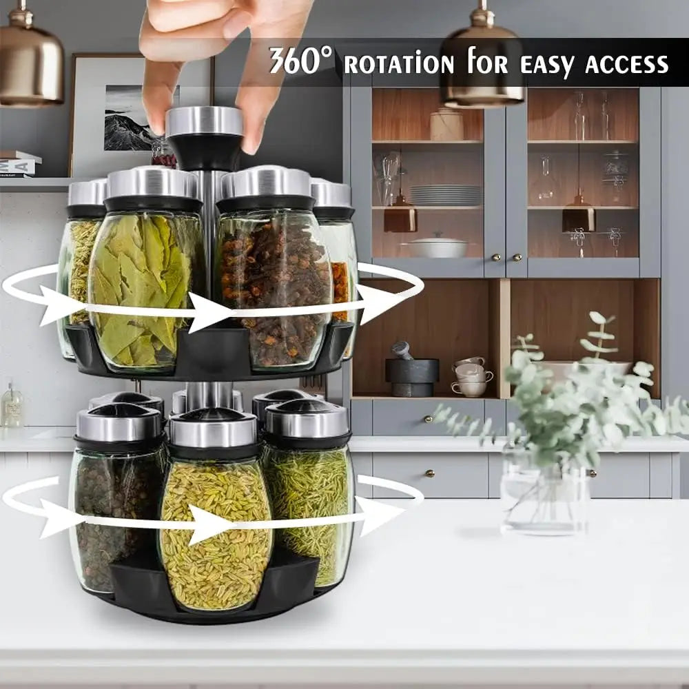 6/12PCSSeasoning jar, kitchen glass seasoning storage, 360 degree rotatable seasoning bottle jar.