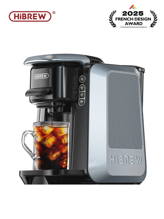 HiBREW 6 in 1 Multiple Capsule Coffee Machine Hot/Cold DG Cappuccino Nes Small Capsule ESE Pod Ground Coffee Cafeteria 20Bar H6