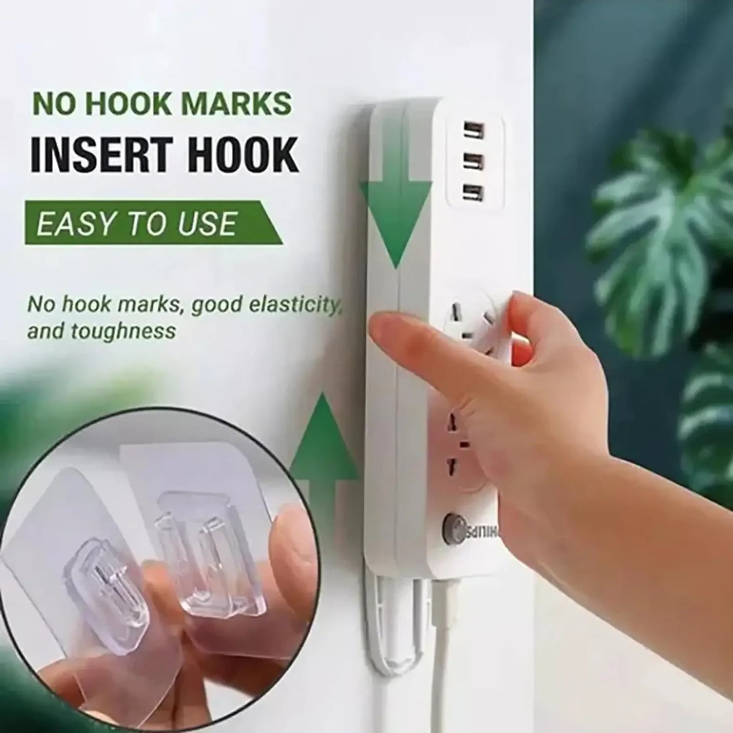100/2pcs Double-Sided Hook Strong Adhesive Transparent Traceless Wall Hook for Kitchen Bedroom Storage Holder Plug Socket Hanger