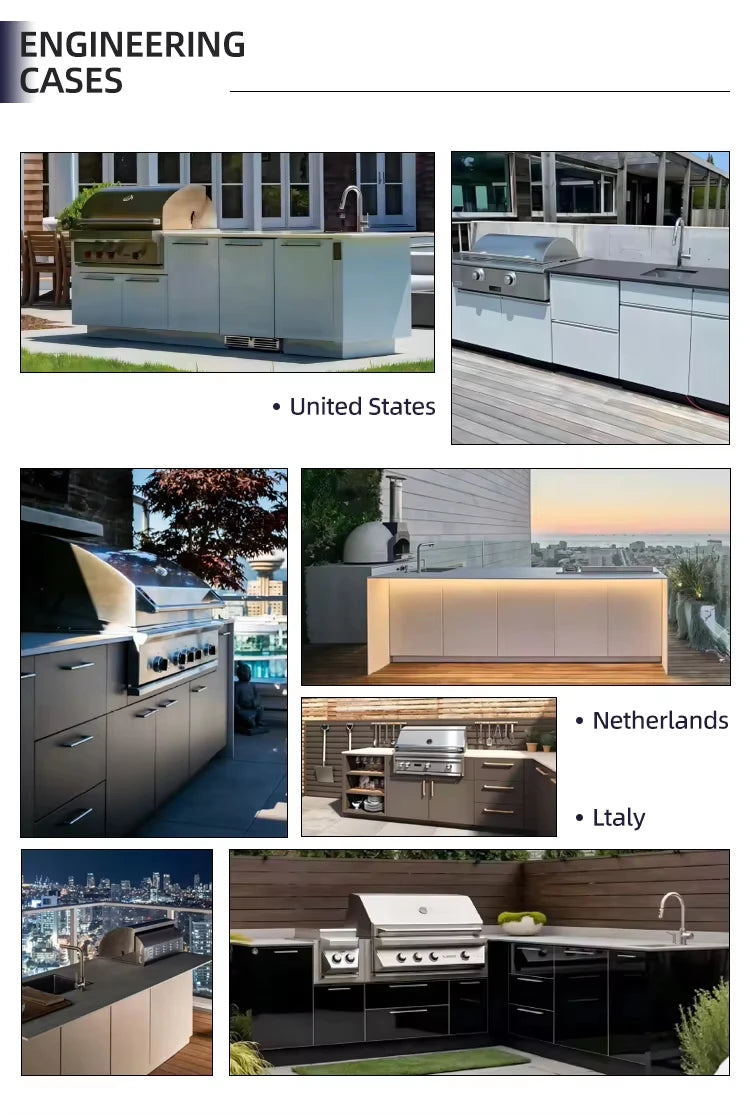 Custom outdoor kitchen Cabinet BBQ grill Oven and Bar Furniture House garden Stainless Steel