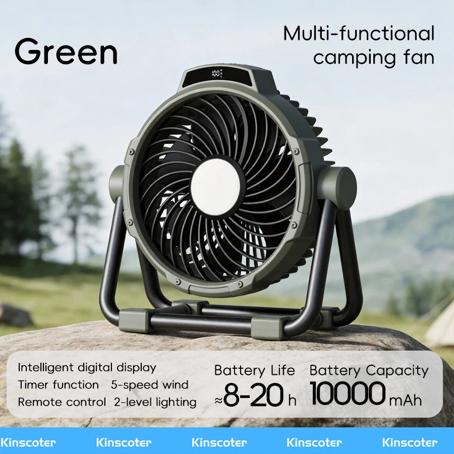 Portable 6 in 1 Outdoor Camping Fan 20000mAh Rechargeable Wireless Tent Ceiling Fan 4 Speed Adjustment LED Lighting Power Bank