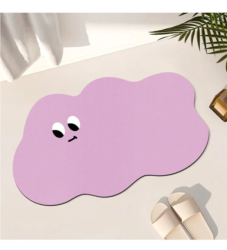 Cartoon funny expression irregular bathroom non-slip mat toilet door absorbent floor mat household diatom mud floor mat