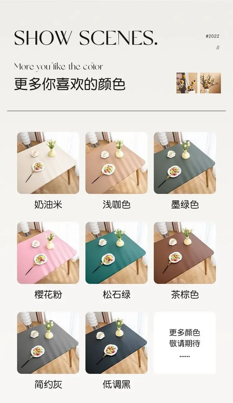 90 x 180cm Leather surface Waterproof Oil-proof Tablecloth Cover for Dining Table Square Surrounded Table Mat Elastic Protection