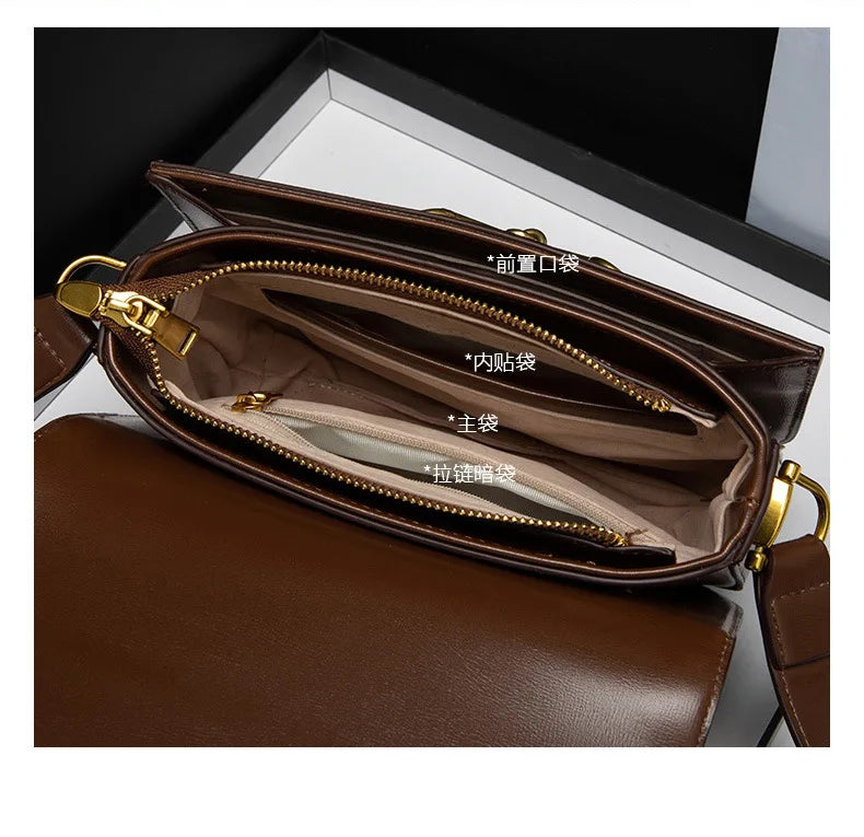 Ladies Genuine Leather Saddle Bag Versatile Crossbody Trendy underarm and single-shoulder design with a sleek, modern look. Compact, stylish, and perfect for everyday fashion.