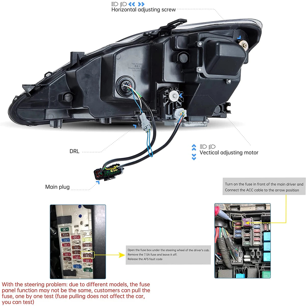 LED Projector Headlights for Lexus IS250 (2006–2012) Includes daytime running lights for enhanced visibility. High-quality automotive upgrade for style and safety.
