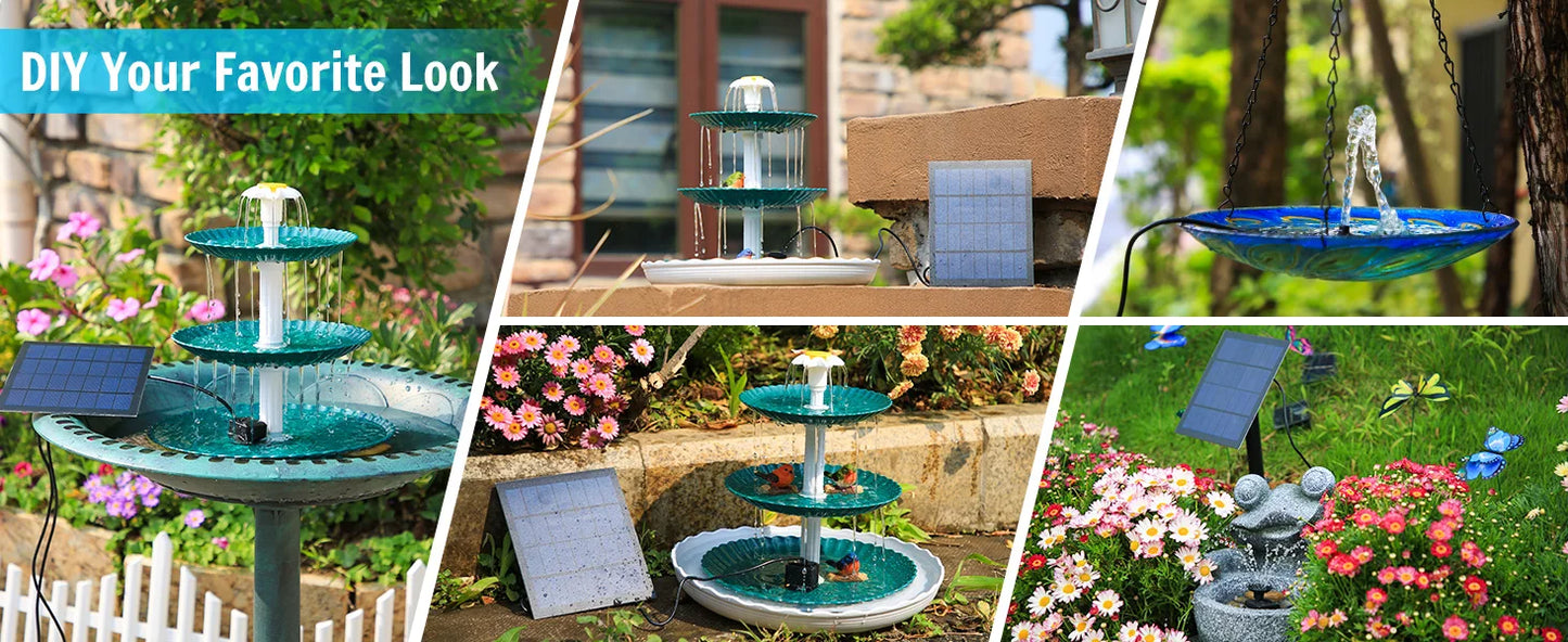 3-Tier Solar Bird Bath Fountain 3.5W solar pump, detachable 3-tier design. Attracts birds with flowing water – no wiring needed. Perfect garden & patio decor.