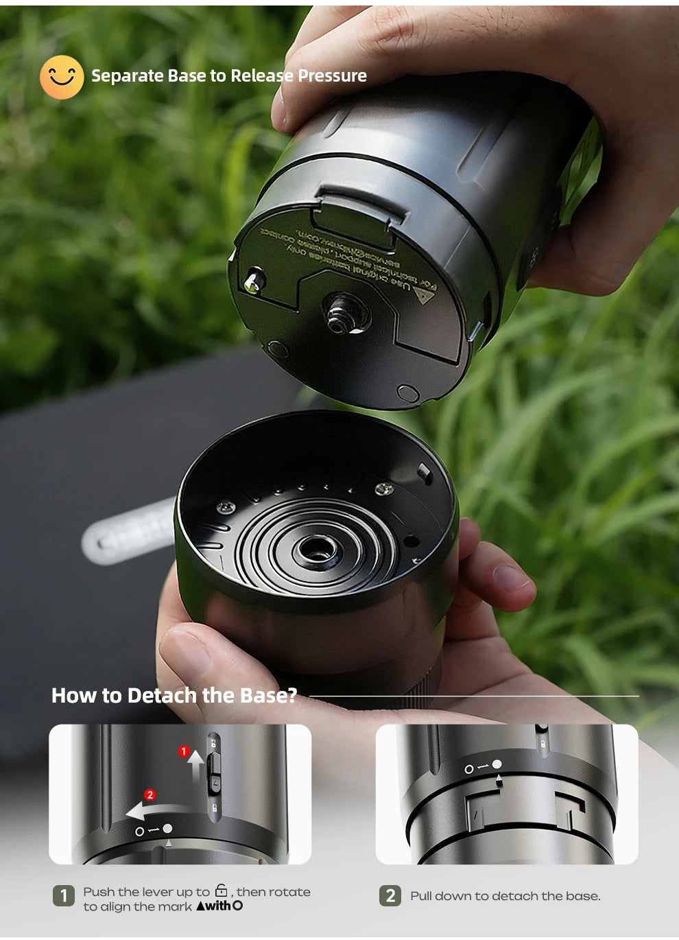 HiBREW H4C Portable Espresso Coffee Machine Wireless Heating Removable Battery Barista Ground Coffee Bottomless Extraction