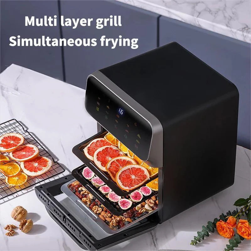 10L Large Capacity Electric Air Fryers Oil-free Automatic Household Kitchen 360°Baking Convection Oven Deep Fryer without Oil