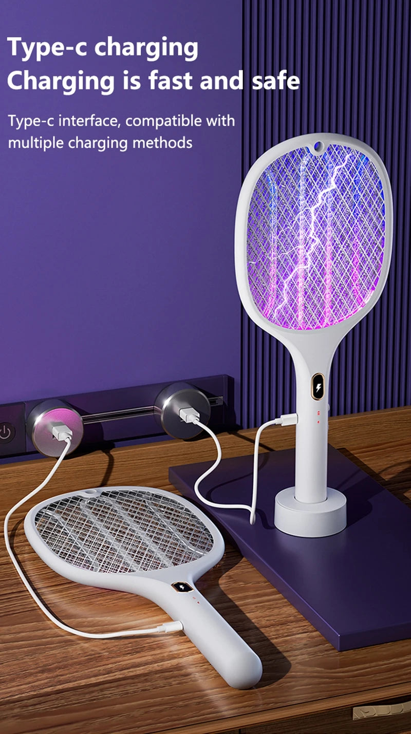 Multi Functional Bug Zapper Racket Usb Rechargeable Mosquito Killer Safe 3 In 1 Electric Mosquito Swatter Pest Control Supplies