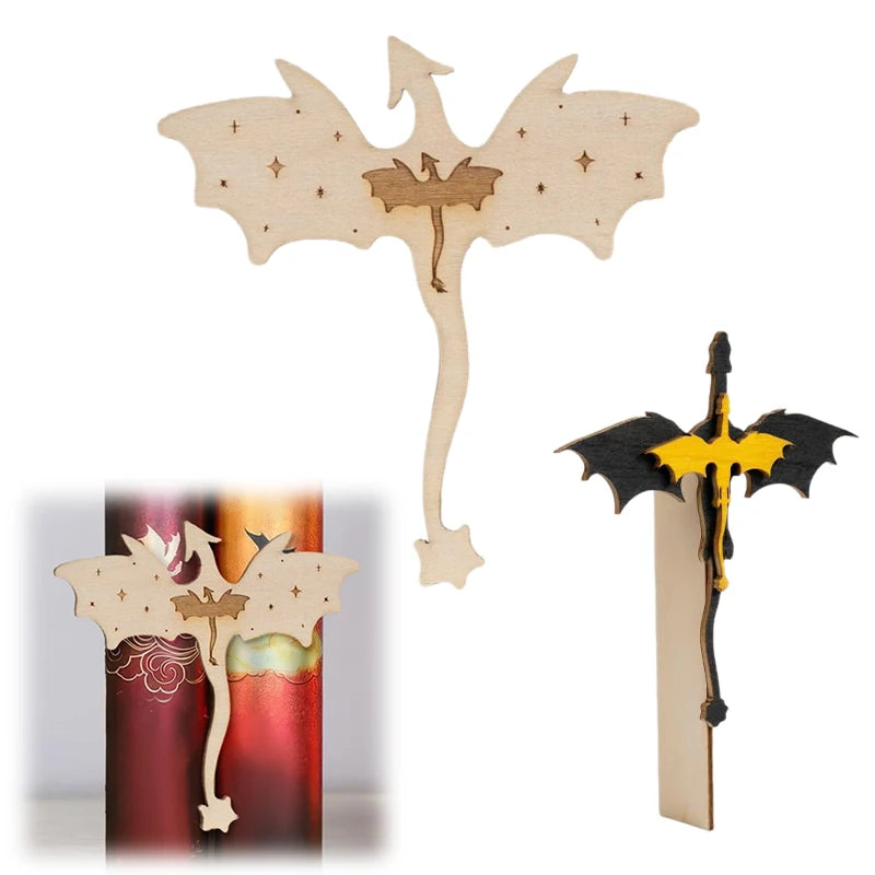 Handmade Dragon Bookshelf Decor, Wooden Fourth Wing Double Dragon Book Insert, Handmade Decorative Bookends For Books Lovers