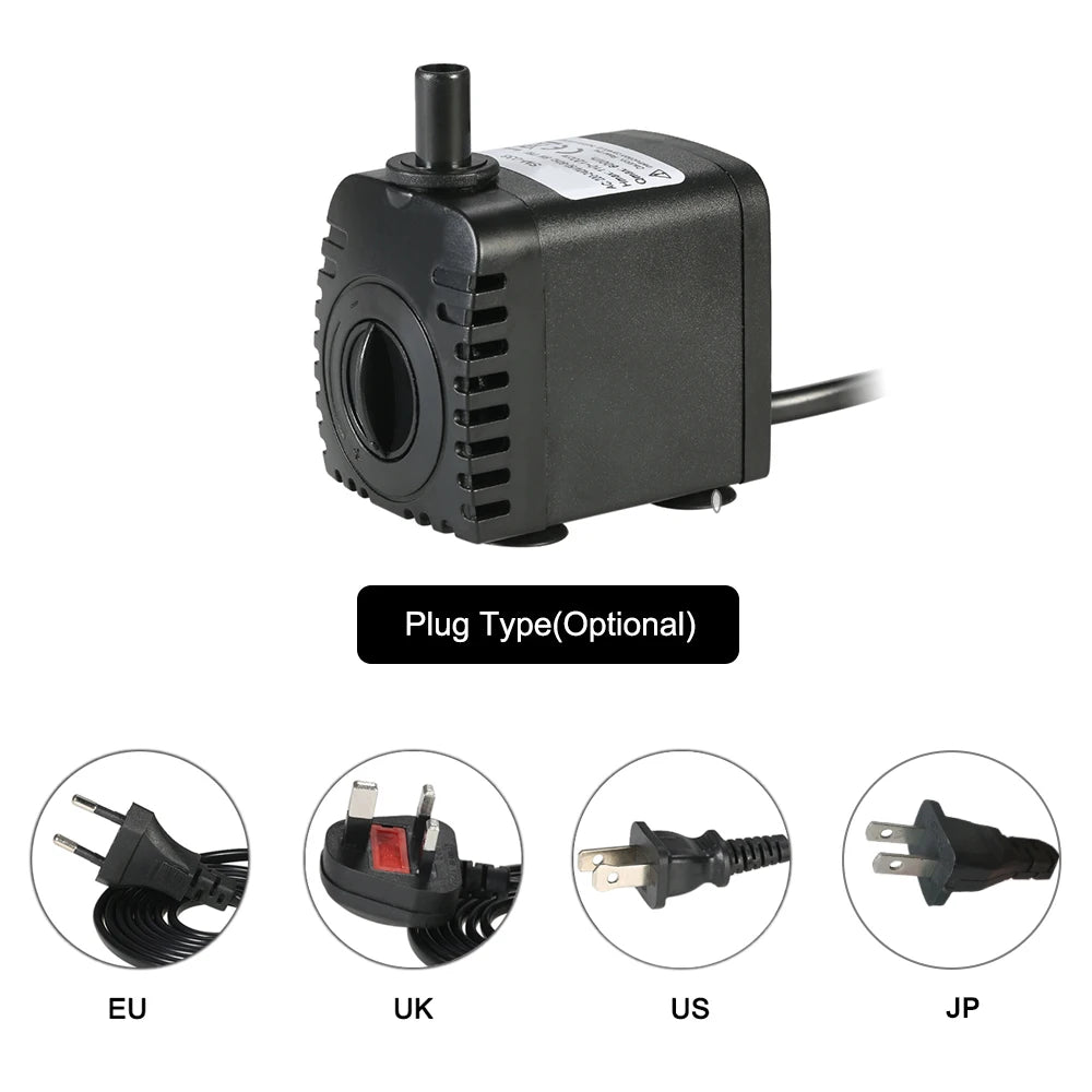 600L/H 8W Submersible Pond Water Pump for Aquarium Tabletop Fountains Pond Water Gardens and Hydroponic Systems with 2 Nozzles