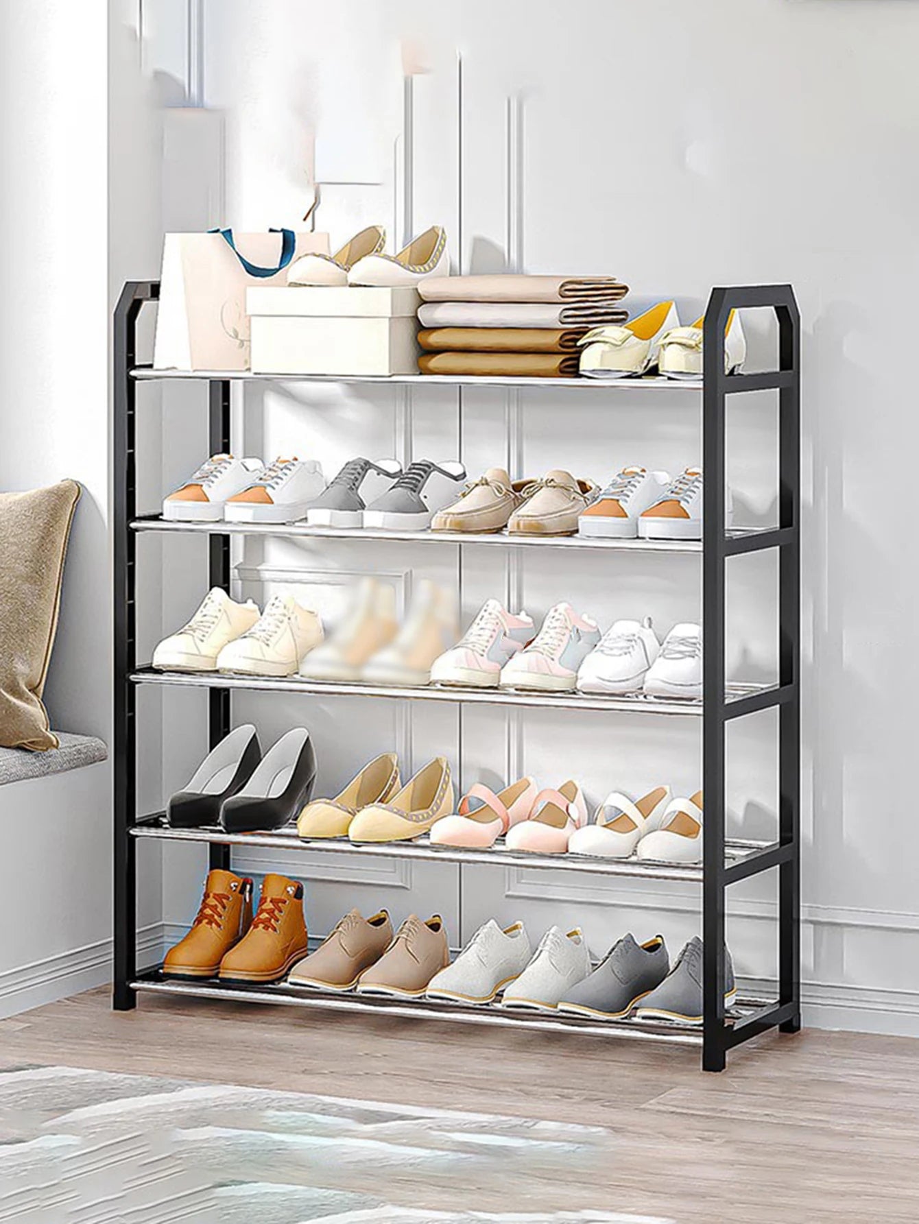 Space-Saving Shoe Rack for Home - Multi-Tier Entryway Shoe Organizer, Slim Shoe Shelf for Apartments & Rentals