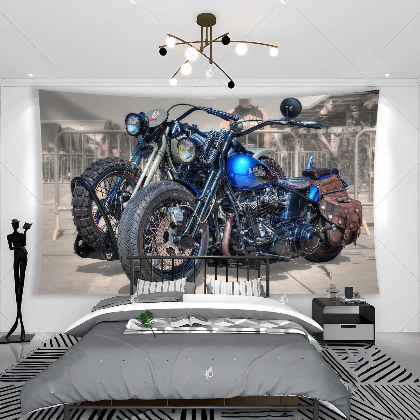 Wild West Motorcycle Tapestry Banner Flags Cool Sports And Travel Style Room Wall Hanging Decoration