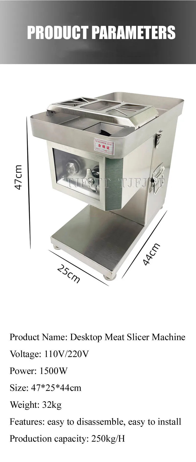 Commercial Meat Slicing Machine Meat Slicer Electric Meat Cutting Machine 1500W Large Power Meat Mincer