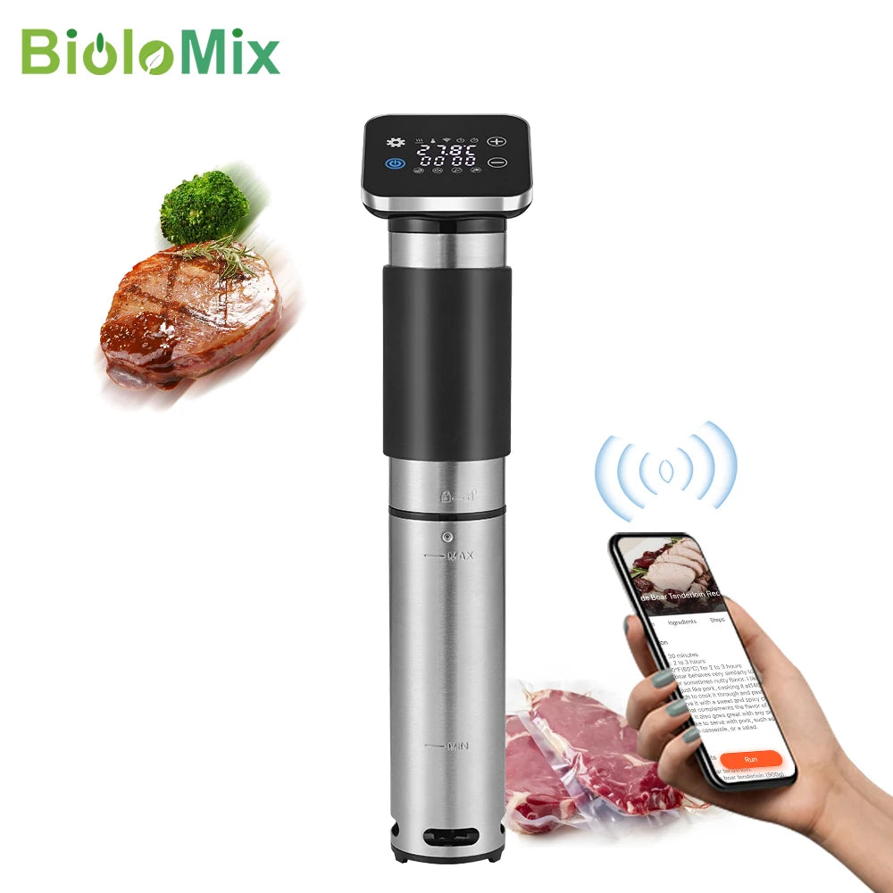 BioloMix 5th Generation Smart Sous Vide Machine WiFi Enabled Stainless Steel IPX7 Waterproof with APP Control Thermal Circulator
