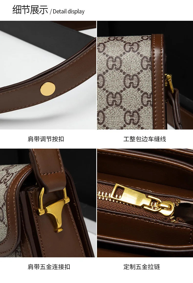 Ladies Genuine Leather Saddle Bag Versatile Crossbody Trendy underarm and single-shoulder design with a sleek, modern look. Compact, stylish, and perfect for everyday fashion.