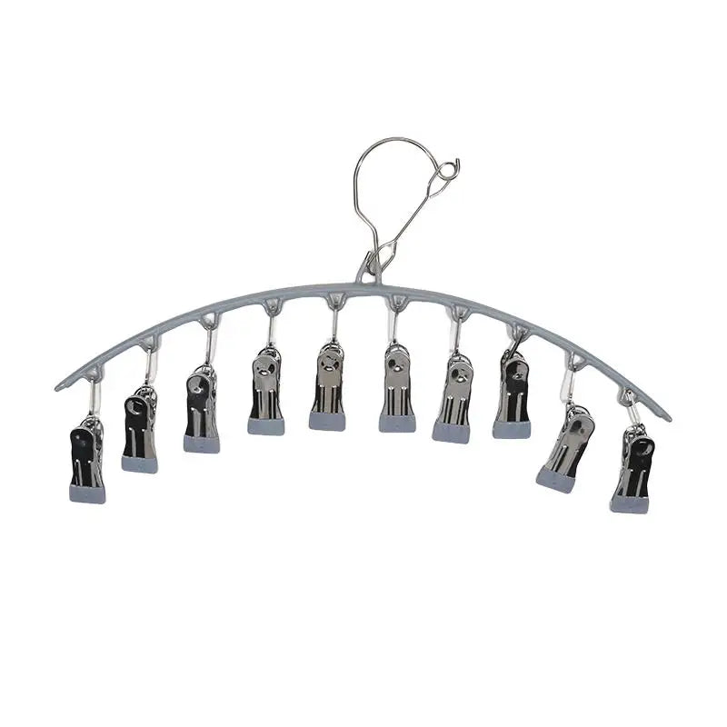 Galvanized Clothes Drying Hanger Windproof Clothing Rack 10 Clips Sock Laundry Airer Underwear Socks Holder Hangers