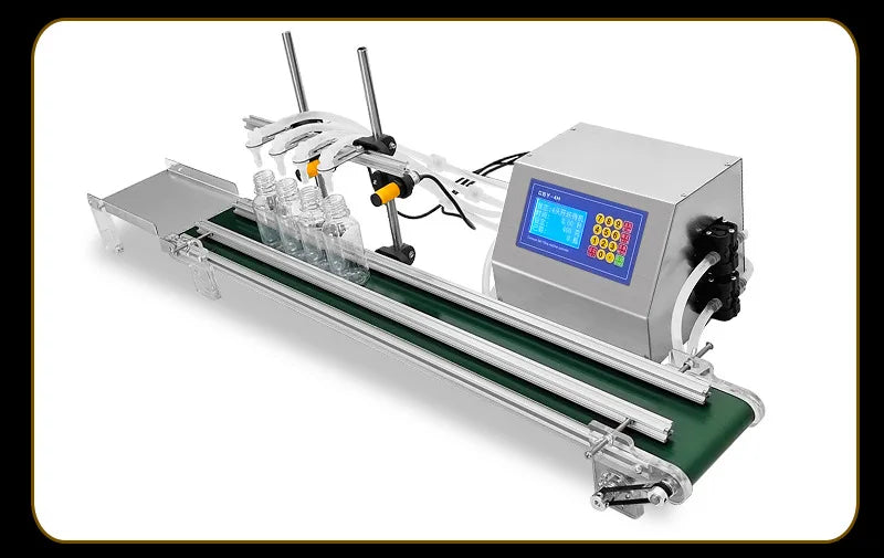 Automatic Filling Machine Diaphragm Pump Small Liquid Four Heads With Conveyor Belt Oil Filler 4*3000ml/head Csy-4h3200