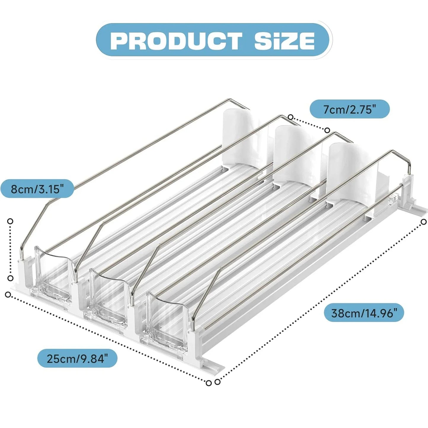 Drinks Self-Sliding Storage Rack Refrigerator Drink Organizer Soda Kola Beer Can Dispenser Adjustable Width Kitchen Organizer