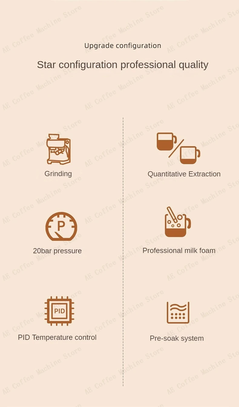 Semi-automatic Grinding and Extraction Espresso Machine, Steam milk espresso coffee machine, Can Extract Cold/hot Coffee