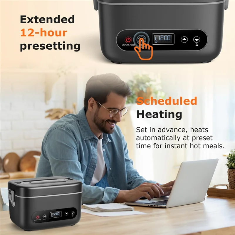 B89B-1.2L Cordless Electric Lunch Box - 20000Mah Rechargeable Portable Food Warmer With 5-Sided Heating, For Office,Outdoors