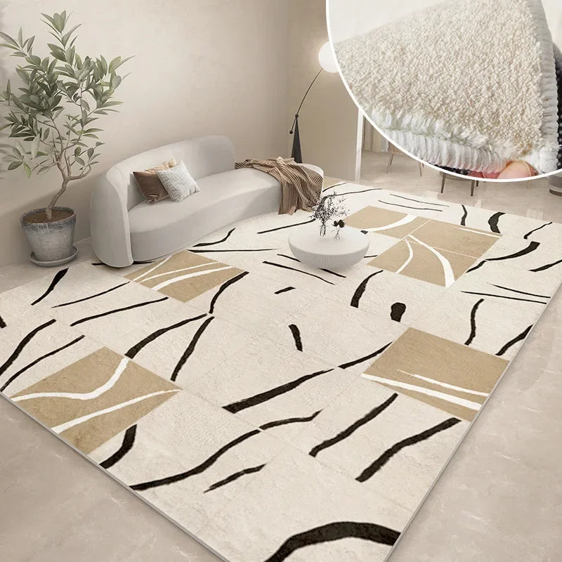 Thickened Study Carpet Modern Abstract Carpets for Living Room Home Washable Plush Floor Mat Minimalist Bedroom Decor Art Rug