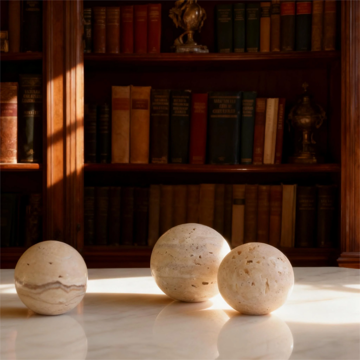 Natural Travertine Stone Decorative Balls – Elegant Table Décor Available in 8/10/12 cm sizes. Stylish and timeless accent for living rooms, hotels, and commercial spaces.