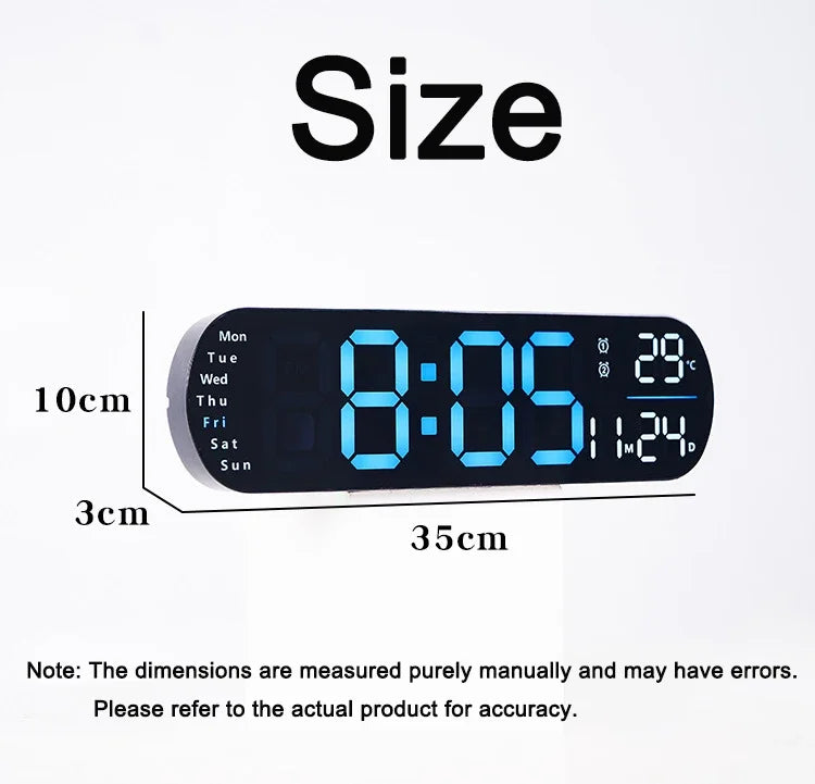 Digital Wall Clock Large LED Screen Temperature Humidity Display Electronic Alarm Clock Creative Home Decoration Remote Control