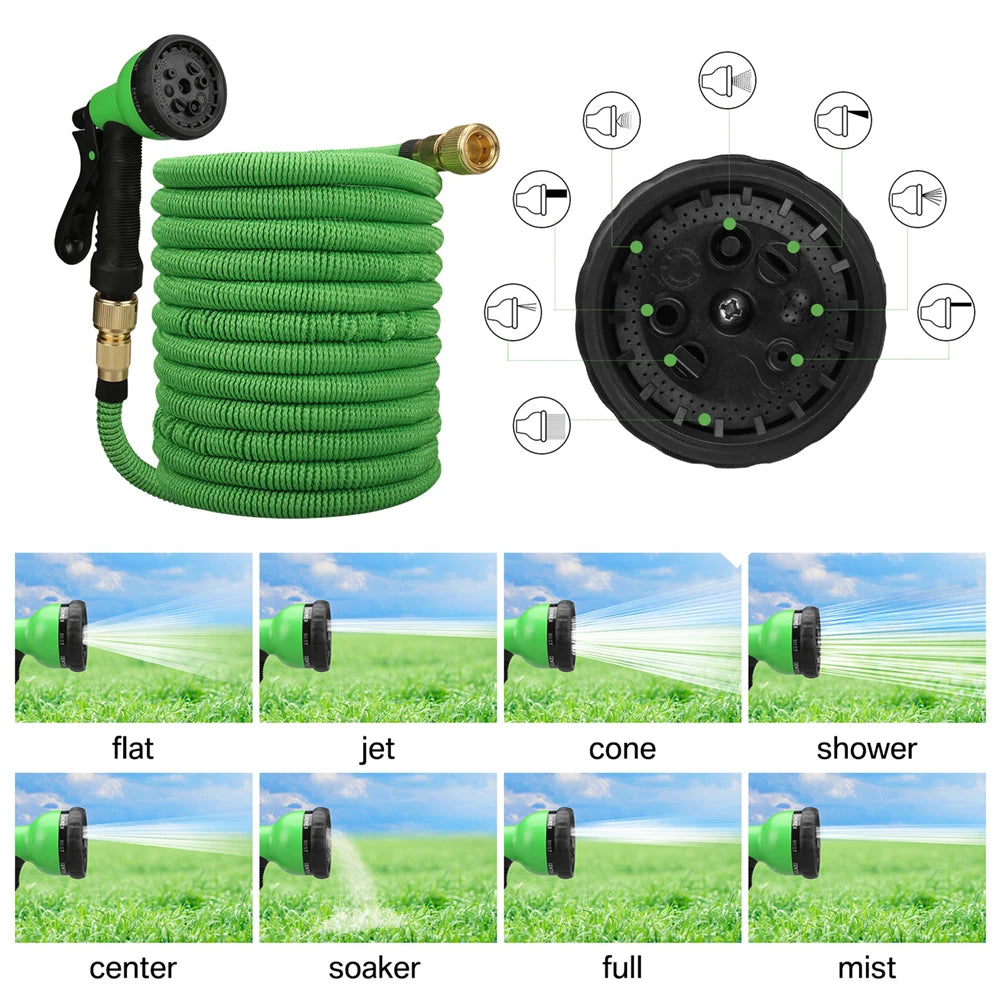 Expandable Garden Hose 25ft–150ft with Nozzle Lightweight, no-kink, durable flexible hose expands when filled, shrinks for easy storage.
Perfect for car washing, garden watering, patio cleaning.