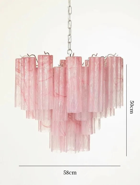 Art Deco Stained Glass Tube Chandelier – Luxury Ceiling Pendant Light Elegant lighting fixture perfect for kitchen islands, dining rooms, or any upscale interior space. Adds a touch of sophistication and style.