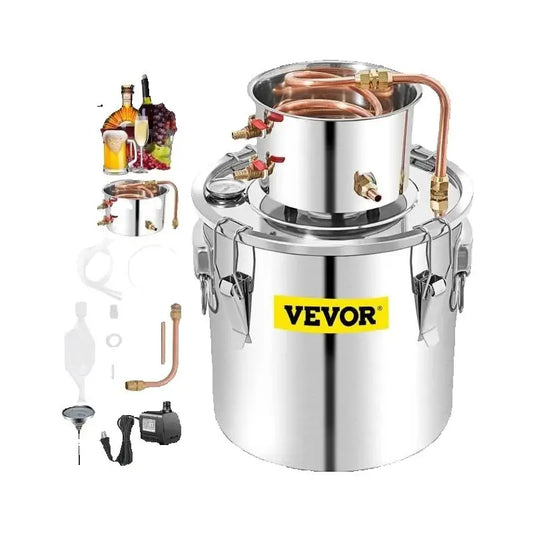 SuceBuy 50L Moonshine Still Alcohol Distiller w/ Water Pump Stainless Copper DIY Brew Ethanol Wine Essential Oil Brewing Kit