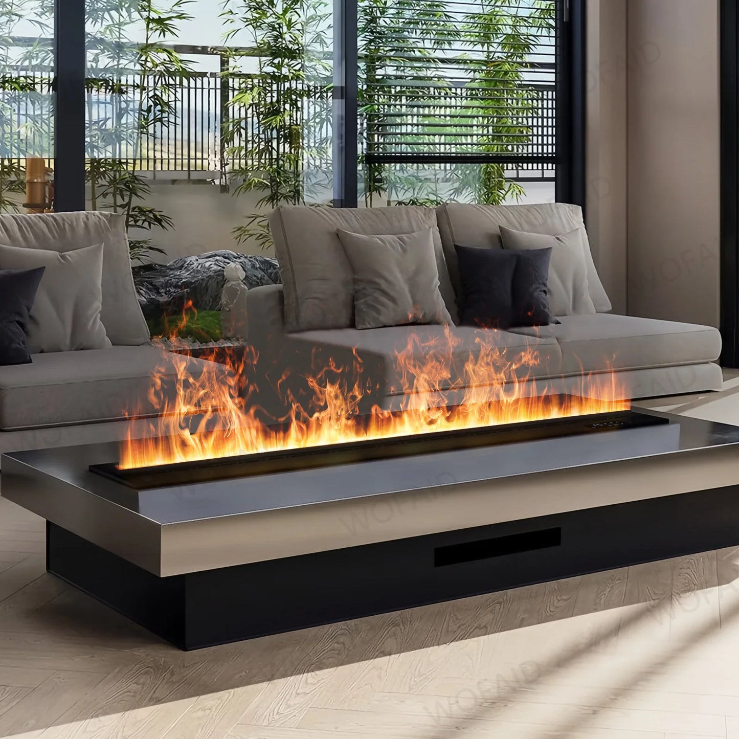 5 Year Warranty Automizing 5d Simulation Flame Vapor Mist Electric Fireplace Water Steam Remote Control Eco-Friendly Humidifier