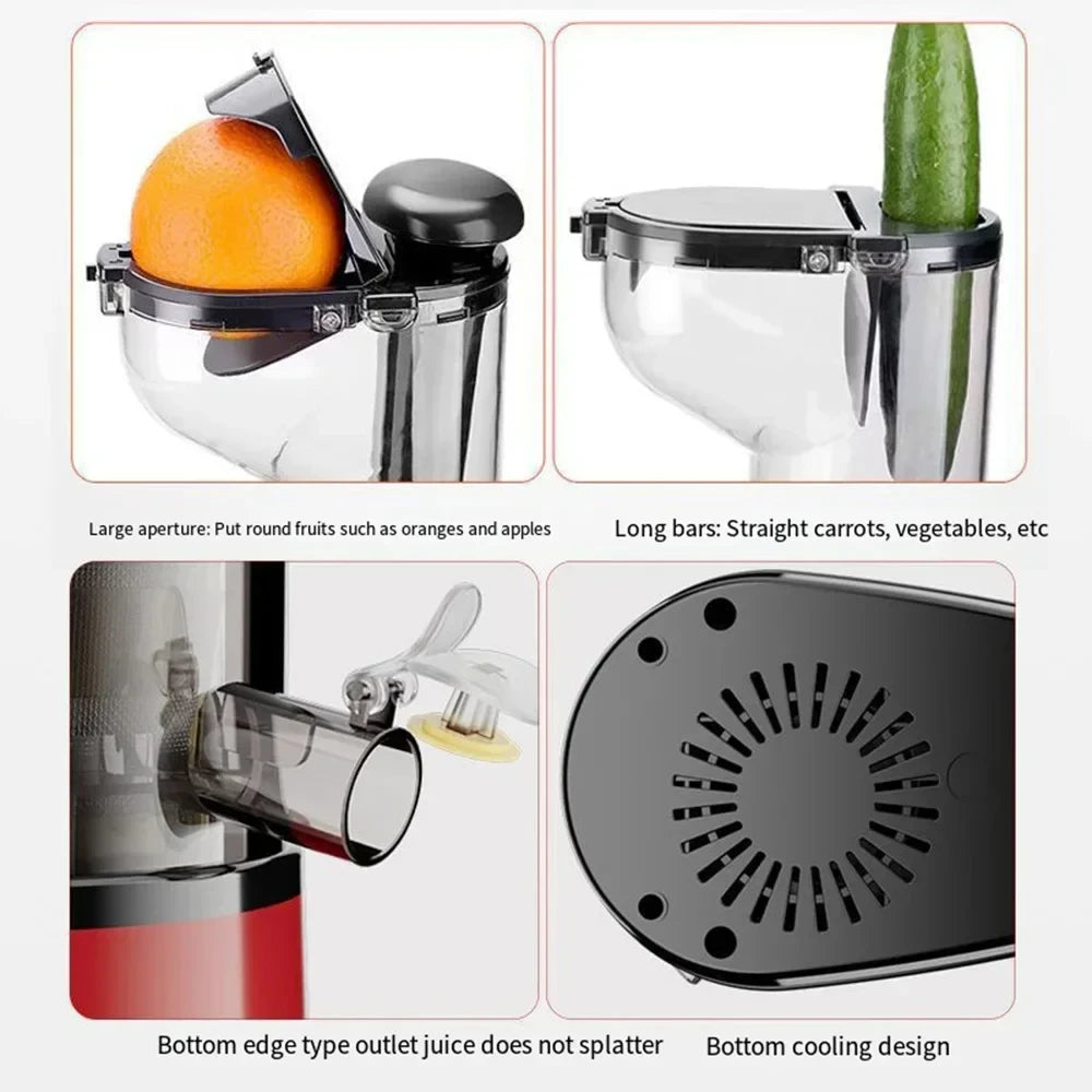 New Juicer Machines 7 inch Slow Cold Press Juicer Tool with Large Feed Chute Cold Press Juicers for Vegetables and Fruits