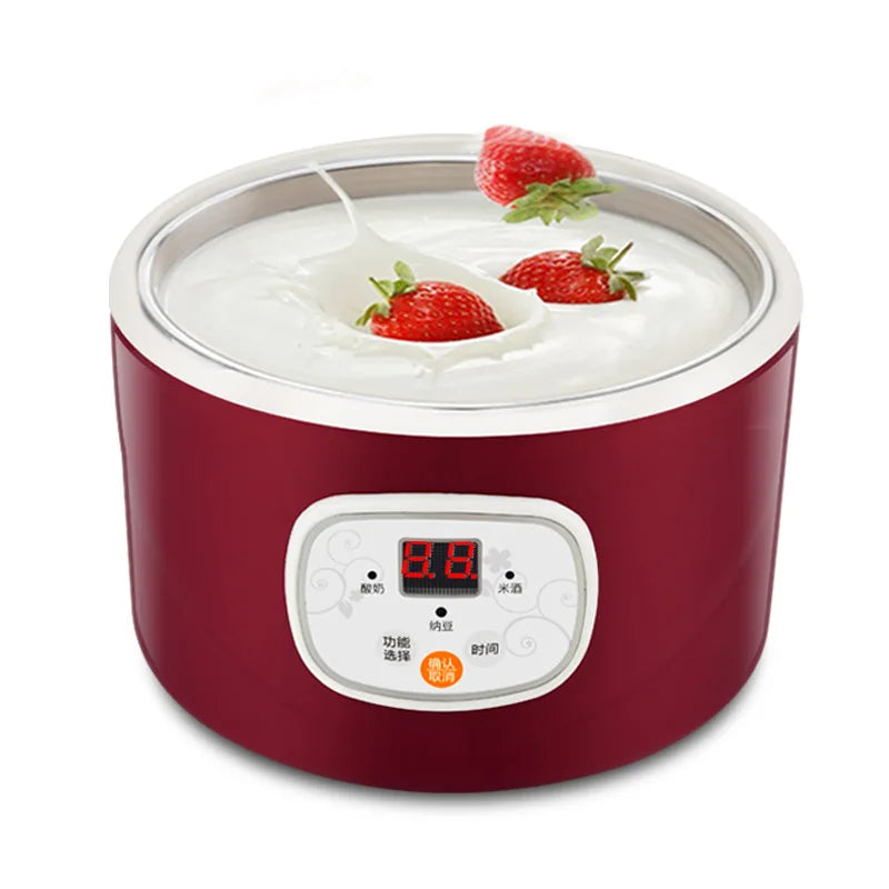 1.0L Yogurt Maker Mini Automatic Yogurt Machine Household DIY Yogurt Tools Kitchen Rice Wine Natto Machine Stainless Steel Liner
