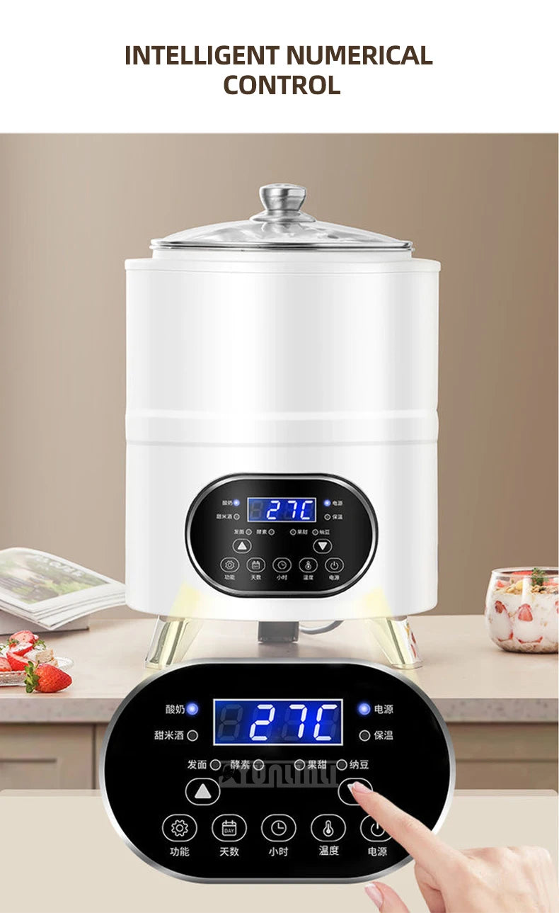 Stainless Steel Yogurt Maker – Large Capacity Features timing and constant temperature control for perfect fermentation. Easy to use and ideal for homemade yogurt.