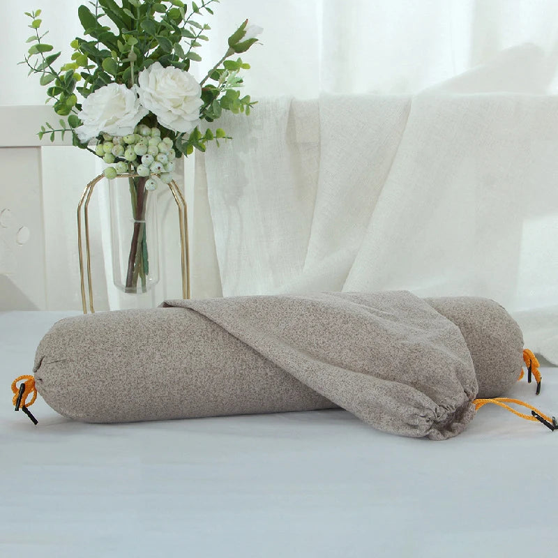 Cylindrical Bolster Pillowcase Double Drawstring Design Bed Sofa Neck Back Waist Support Body Cushion Cover Candy Pillow Cover