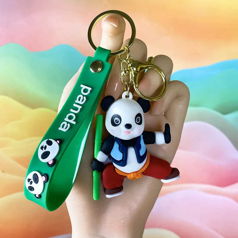 3D Rubber PVC Cartoon Panada Keyring Backpack Accessories Pendant Keychain Factory Customized Cartoon Soft Rubber Keychain
